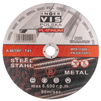 Tarcza do metalu INTER-VIS ECO 230mm x 2,0mm x 22,23mm