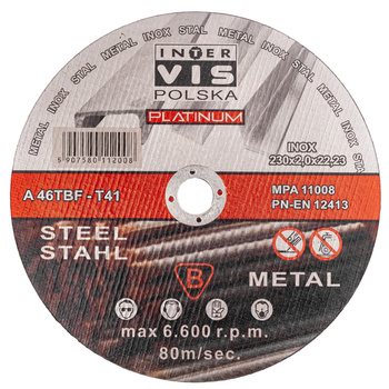 Tarcza do metalu INTER-VIS ECO 230mm x 2,0mm x 22,23mm