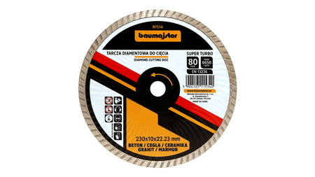 Baumajster - tarcza diamentowa super turbo 230 x 10 x 22,23 mm